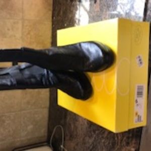 Black Joan & David pebble leather wedge booties